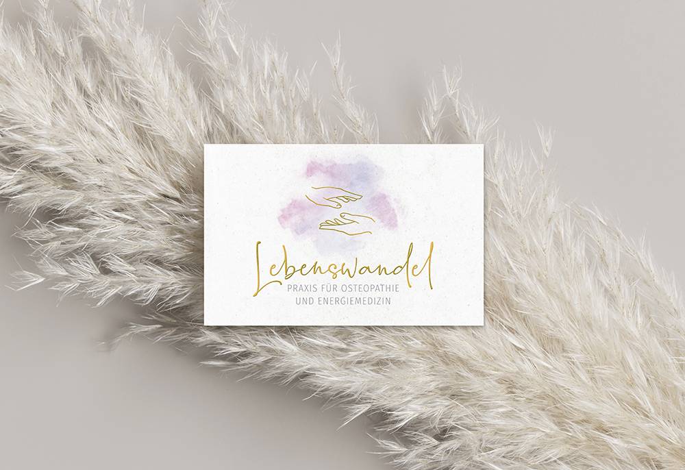 White business card mockup 85x55mm with a pampas grass decoration.